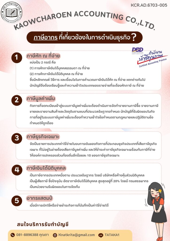 ภาษีอากร ที่เกี่ยวข้องในดำเนินธุรกิจ ❓