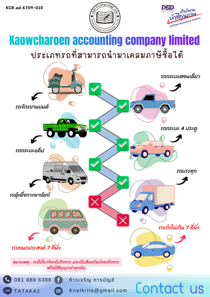 ประเภทรถที่สามารถนำมาเคลมภาษีซื้อได้