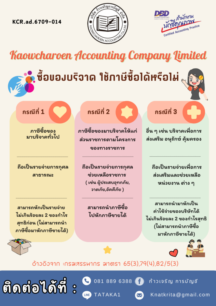 ซื้อของบริจาค ใช้ภาษีซื้อได้หรือไม่