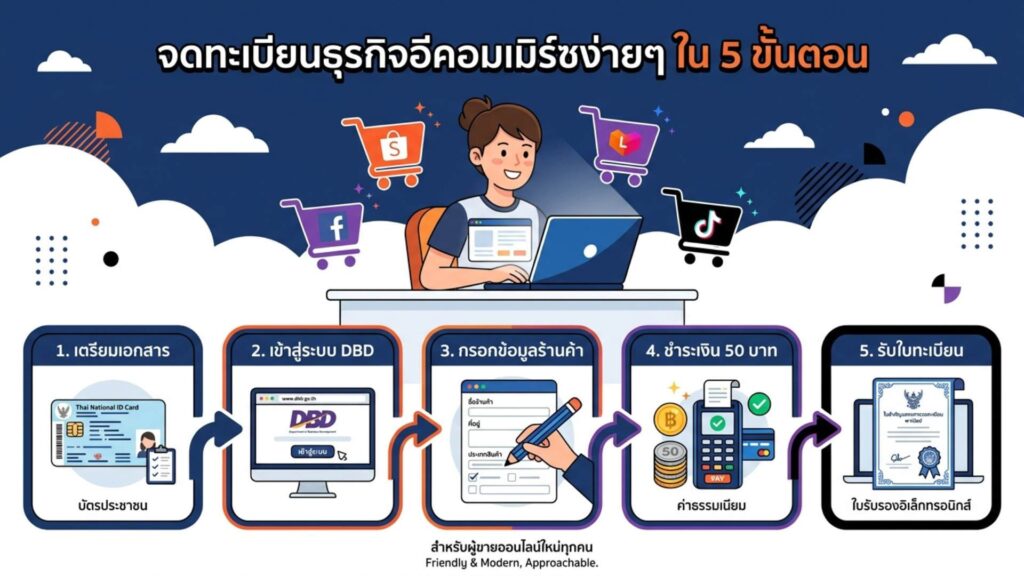 ขายของออนไลน์ต้องรู้ วิธีจดทะเบียนพาณิชย์