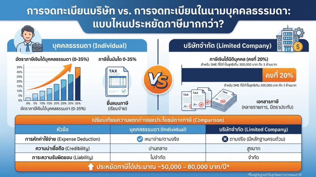 จดทะเบียนบริษัท vs บุคคลธรรมดา