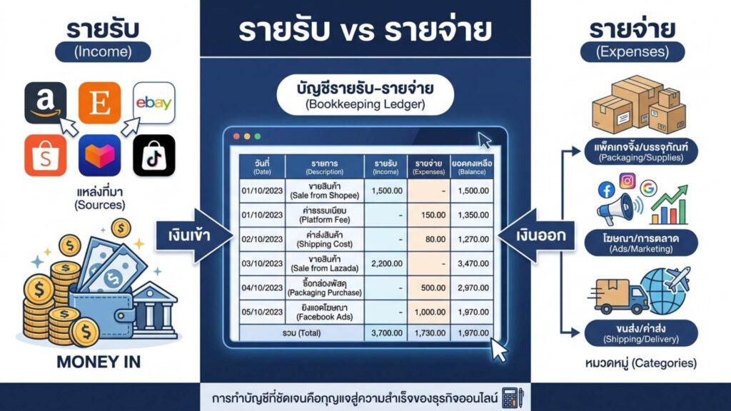 วิธีจัดการรายรับรายจ่าย ร้านค้าออนไลน์
